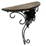 WROUGHT IRON CRAFTS Handcrafted Flower Design Wooden Wall Bracket Combo for Living Room, 2 image