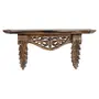 WROUGHT IRON CRAFTS Wooden Hand Carved Antique Wall Shelf for Living Room | Brown, 2 image