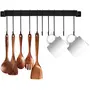 WROUGHT IRON CRAFTS Kitchen Pot And Pan Hanger Rail Bar Rack Wall Mounted 17 Inch with 10 Hooks Utensil & Cookware hangers Industrial Farmhouse Style Black Wrought Iron, 3 image
