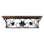 WROUGHT IRON CRAFTS Wooden Iron Floating Wall Shelf/Shelves for Living Room | Brown | Set of 3, 4 image