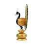 MEENAKARI ENAMEL PRODUCTS 6" Golden Amboz Resin Dancing Peacock Showpiece Figurine for Home Office Decor Gifts House Warming Statue Idols - Multicolor, 6 image