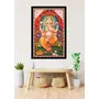 PICHWAI- PAINTED TEMPLE HANGING Large Pichwai Painting Print Ganpati Ganeshji on Singhasan Darshan Size 24X36 Inches, 2 image