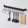 Utensil Holder Kitchen Rail with 10 Hooks Kitchen Pots Pans Organizer Hanger Wall Mounted Wrought Iron Hanging Utensil Holder Rack with Black 17 Inch for Coffee Mug Rack Cup Hanging Kitchen, 3 image