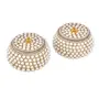 MEENAKARI ENAMEL PRODUCTS Aluminium Golden Jewellery Dibbi Kumkum Box Fancy Sindoor Dibbi Vanity Box (Silver Moti 2 Pcs), 4 image