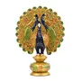 MEENAKARI ENAMEL PRODUCTS 6" Golden Amboz Resin Dancing Peacock Showpiece Figurine for Home Office Decor Gifts House Warming Statue Idols - Multicolor, 2 image