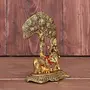 MEENAKARI ENAMEL PRODUCTS Aluminium Metal Golden Plating Krishna with Cow Standing Under Tree Showpiece, 2 image