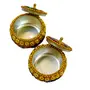 MEENAKARI ENAMEL PRODUCTS Aluminium Golden Jewellery Dibbi Kumkum Box Fancy Sindoor Dibbi Vanity Box (Gold Katora 2 Pcs), 3 image