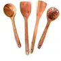 SAHARANPUR HANDICRAFTS Wooden Spoons Set of 4 Cooking & Serving Spoon Ladle & Spatula in Neem Wood Antibacterial Kitchen Tools 4 PcsBrown, 2 image