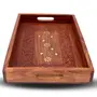 SAHARANPUR HANDICRAFTS Handmade Wooden Serving Tray for Dining Table Wooden Tray for Coffee Tea Breakfast Lunch Dinner Snacks Home and Office Size 12 inch, 2 image