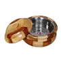 SAHARANPUR HANDICRAFTS Wooden Stainless Steel Bread CHAPATI Casserole with Engraved Design Finish Kitchen Home Decor Ideal for Diwali and Christmas (Dimension : 7 Inch X 9 Inch Brown), 3 image