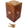 SAHARANPUR HANDICRAFTS Wooden Money/Piggy Bank Money Box Coin Box with Carved Design for Kids/Children. with Lock, 4 image