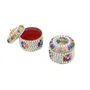 MEENAKARI ENAMEL PRODUCTS Aluminium Roud Shape Decorative Colourful Women Accessory Kumkum Box/ Sindur Box/ Sindoor Dani/ Shringar Box/Sindoor Dabbi - Pack of 2 (Silver 7 x 7 x 7 cm), 4 image