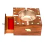 SAHARANPUR HANDICRAFTS Wooden Cigarette Ashtray Sheesham Wood Ash Tray with Drawer Smoke Ash Holder Tabletop Ash Catcher for Outdoors and Indoors with 4 Cigarette Holder Slots Brown 1 Piece size: 4.5 inch, 3 image
