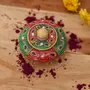 MEENAKARI ENAMEL PRODUCTS Marble Made Hand Printed Kumkum Box Sindoor Dibbi, 4 image