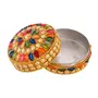 MEENAKARI ENAMEL PRODUCTS Aluminium Golden Jewellery Dibbi Kumkum Box Fancy Sindoor Dibbi Vanity Box ( Set of 4), 4 image
