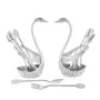 MEENAKARI ENAMEL PRODUCTS Silver Plated Swan Duck Shape Spoon & Fork Holder with 6 Spoon & 6 Fork Showpiece Item for Dining Table., 6 image