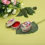 MEENAKARI ENAMEL PRODUCTS Aluminium Oval Shape Decorative Colourful Women Accessory Kumkum Box/ Sindur Box/ Sindoor Dani/ Shringar Box/Sindoor Dabbi - Pack of 2 (Golden 8 x 6 x 4.5 cm), 2 image