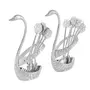 MEENAKARI ENAMEL PRODUCTS Silver Plated Swan Duck Shape Spoon & Fork Holder with 6 Spoon & 6 Fork Showpiece Item for Dining Table., 2 image