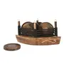 MEENAKARI ENAMEL PRODUCTS Wooden Boat Tea Coaster Set of 6 with Stand for Tea Cups Coffee Mugs Beer Cans Bar Tumblers and Water Glasses, 2 image