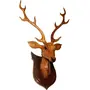 SAHARANPUR HANDICRAFTS wooden handicraft Wall mounted DEER HEAD with neck 50cm - showpieces for wall decoration and Home decor Clear, 4 image