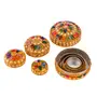 MEENAKARI ENAMEL PRODUCTS Aluminium Golden Jewellery Dibbi Kumkum Box Fancy Sindoor Dibbi Vanity Box ( Set of 4), 3 image