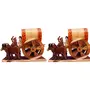 SAHARANPUR HANDICRAFTS Bullock cart Wooden handicrafts Items Home Decor Table Wall Decoration Showpiece 20 cm Pack of 2 in TKE Box, 2 image