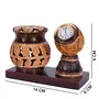 MEENAKARI ENAMEL PRODUCTS Wooden Mataka Shape Pen Stand with Table Clock for Child Desk Office Use and Gifts, 6 image