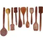SAHARANPUR HANDICRAFTS Kitchen Utensils Set Wooden Cooking Utensil Set Non-Stick Pan Kitchen Tool Wooden Cooking Spoons and Spatulas Wooden Spoons for Cooking Spoon Set of 10, 3 image