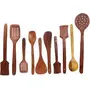 SAHARANPUR HANDICRAFTS Kitchen Utensils Set Wooden Cooking Utensil Set Non-Stick Pan Kitchen Tool Wooden Cooking Spoons and Spatulas Wooden Spoons for Cooking Spoon Set of 10, 4 image