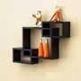 SAHARANPUR HANDICRAFTS MDF Wall Shelf Rack Set of 3 Intersecting Display Shelves for Home Living Room (Black), 3 image