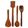SAHARANPUR HANDICRAFTS Handmade Wooden Serving & Cooking Spoon Kitchen Tools Utensil Brown. Set of 4, 2 image