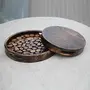 SAHARANPUR HANDICRAFTS 12" Round Mango Wood Brown Serving Tray Wooden Round Patches Tea & Coffee Serving Tray with Handles - Dinner Serving Trays for Eating - Large Breakfast Ottoman & Coffee Table Tray, 6 image