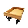 SAHARANPUR HANDICRAFTS Primium Quality Wood Cart Snack Serving Platter for Dining Table Redi Shape Serving Tray. Colour:- Base-Black Powder Coating & Top Brown., 6 image