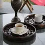 SAHARANPUR HANDICRAFTS 12" Round Mango Wood Brown Serving Tray Wooden Round Patches Tea & Coffee Serving Tray with Handles - Dinner Serving Trays for Eating - Large Breakfast Ottoman & Coffee Table Tray, 4 image