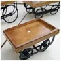 SAHARANPUR HANDICRAFTS Primium Quality Wood Cart Snack Serving Platter for Dining Table Redi Shape Serving Tray. Colour:- Base-Black Powder Coating & Top Brown., 3 image