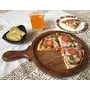 SAHARANPUR HANDICRAFTS Wooden Pizza Plate/Board/Racket Round Slim 13 Inch Brown, 3 image