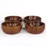 SAHARANPUR HANDICRAFTS Serving Bowls Sheesham Wooden 5 Inch Set of 4 for Salad Soup Noodle and More, 8 image