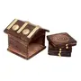 SAHARANPUR HANDICRAFTS :- Wooden Coaster Set Hut Shape Antique Design Table Decor Kitchen Used Coaster, 3 image