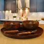 SAHARANPUR HANDICRAFTS Wood Traditional Serving Bowl With Spoon Brown, 2 image