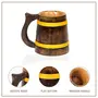 SAHARANPUR HANDICRAFTS Handcrafted Mango Wood Beer Mug | Eco-Friendly Antique Handmade Multipurpose Mug for Home Decor/Gift - Brown (Set of 1) (4.5x6 inches), 4 image