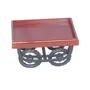 SAHARANPUR HANDICRAFTS Wooden Thelaa Shape Snacks Platter with Havi Movable Wheels& Rubber Tyres Specially Designed to Serve SnacksPakorasSandwihches Tee & Coffi Sarving Plater, 2 image