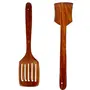 SAHARANPUR HANDICRAFTS Handmade Wooden Serving & Cooking Spoon Kitchen Tools Utensil Set of 2, 2 image