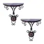 SAHARANPUR HANDICRAFTS Set of 2 Beautiful Wood & Wrought Iron Fancy Wall Bracket (L x W x H in Inches- 8x4 x9 Each), 2 image