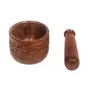 SAHARANPUR HANDICRAFTS Handcrafted Wooden Kitchen Okhli/Kharal/Masher Mortar & Pestle Tool Set (Sheesham Wood Brown), 2 image