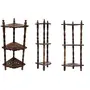 SAHARANPUR HANDICRAFTS Wooden Mini Corner Rack Wall Shelf Home Furniture Corner Rack Curved End Table Product (Standard Natural), 5 image