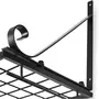 SAHARANPUR HANDICRAFTS Wroght Iron Elegant Wall Mounted Shelf for Kitchen and Bathroom with 10 Hooks | Multipurpose Organizer for Utensils Crockery Pan or Clothes| Kitchen Holder | 62 X 25.5 X 25 CM | Black, 6 image