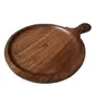 SAHARANPUR HANDICRAFTS Wooden Pizza Plate/Board/Racket Round Slim 13 Inch Brown, 4 image