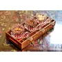 SAHARANPUR HANDICRAFTS Dry Fruit Glass Container Tray Set with Lid & Serving TrayWooden Serving Tray with Glass Jars for Serving Sweets Chips Cookies Other Snacks (3 Pieces White Hand work), 6 image