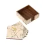 SAHARANPUR HANDICRAFTS Set of 6 MDF Wood Enamel Coated Coaster Set |Coasters with Stand | Tea Coaster Set for Serving Chai Coaster Printed Coasters Resin Coaster (10 * 10 cm) (EnamelCoasters- PinkForest), 6 image