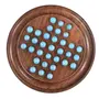 SAHARANPUR HANDICRAFTS Hand-Crafted Wooden Board Marbel Solitaire Game for Kids (Sheesam Wood Brown Diamter: 10 inches), 2 image
